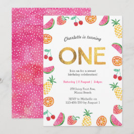 Tropisk inbjudan till fruktig Rosa Guld födelsedag