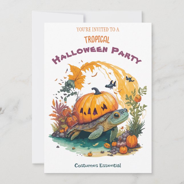 Tropisk inbjudan till Halloween fest med Roligt Tu (Framsida)