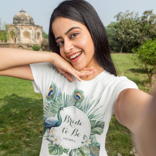 Tropisk indisk påfågel blomsterbrud att bli t shirt