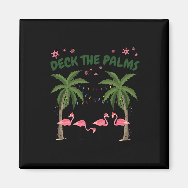 Tropisk jul Florida Flamingo Deck The Palms Magnet (Framsidan)
