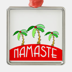 Tropisk jul för Träd Yoga Namaste i Handflatan Julgransprydnad Metall