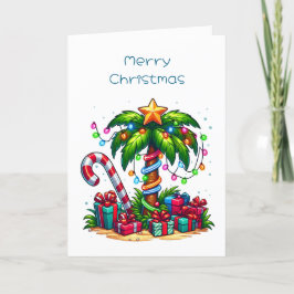 Tropisk jul Handflatan Träd Helgkort