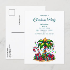 Tropisk jul Handflatan Träd Inbjudan Vykort