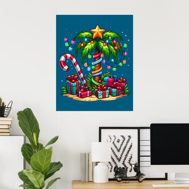 Tropisk jul Handflatan Träd Poster (Hemmakontoret)