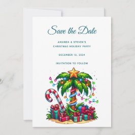 Tropisk jul Handflatan Träd Spara Datumet