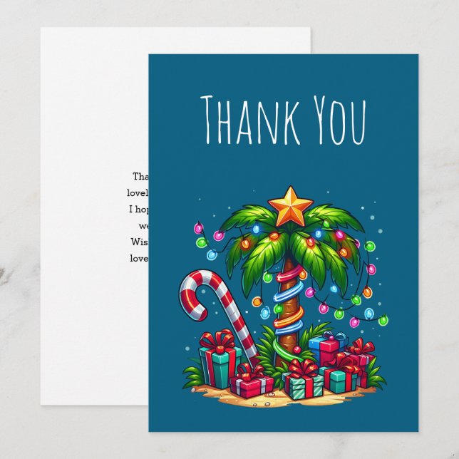 Tropisk jul Handflatan Träd Tack Kort (Fram/baksida)