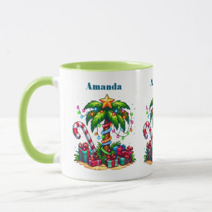 Tropisk jul Helgdag Träd Handflatan Mugg
