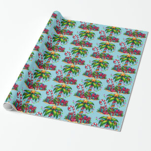 Tropisk jul Helgdag Träd Mönster i Handflatan Presentpapper