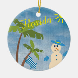 Tropisk jul i Florida Snögubbe på Beach Julgransprydnad Keramik