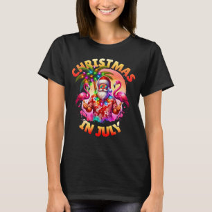 Tropisk jul i juli i Handflatan Träd & Flamingos T Shirt