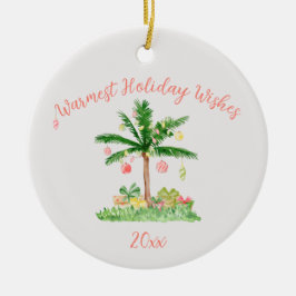 Tropisk jul Ljus Coral & Grönt Whimsical Julgransprydnad Keramik