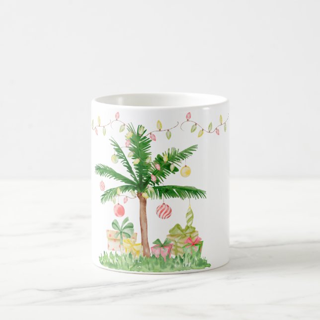 Tropisk jul Ljus Whimsical Watercolor Kaffemugg (Center)