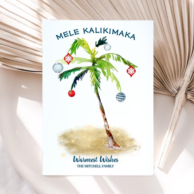 Tropisk jul Mele Kalikimaka Handflatan Träd Julkort (Skapare uppladdad)
