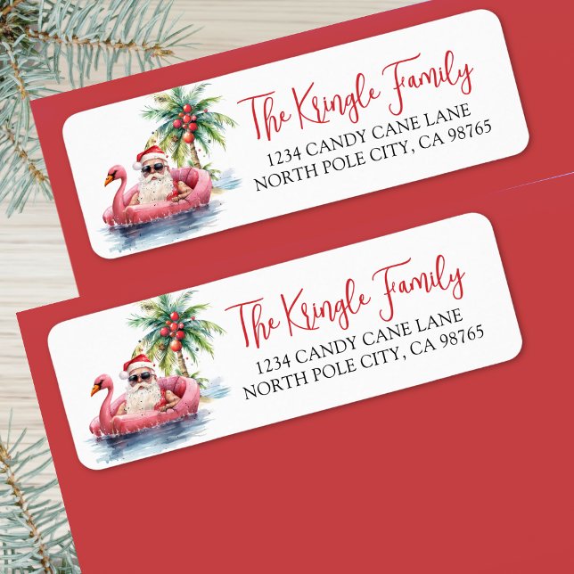 Tropisk jul returadress etikett (Tropical Christmas Return Address label )