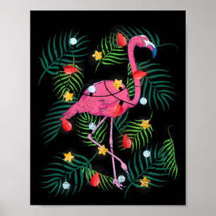 Tropisk jul Rolig rosa flamingo hawaiian jul Poster