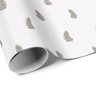 Tropisk jul Sage Grön Vit Palmblad Presentpapper