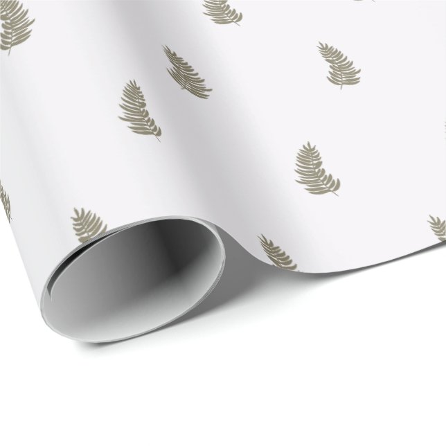 Tropisk jul Sage Grön Vit Palmblad Presentpapper (Rullad Hörn)