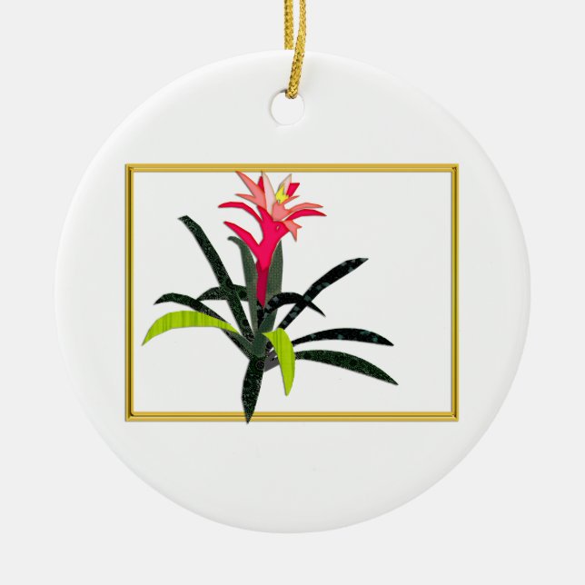Tropisk julbromeliad julgransprydnad keramik (Framsidan)