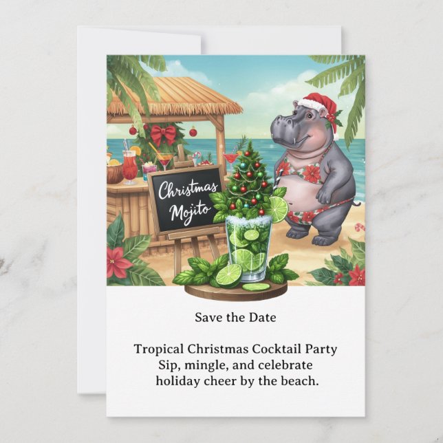 Tropisk julcocktailfest inbjudan  (Framsida)
