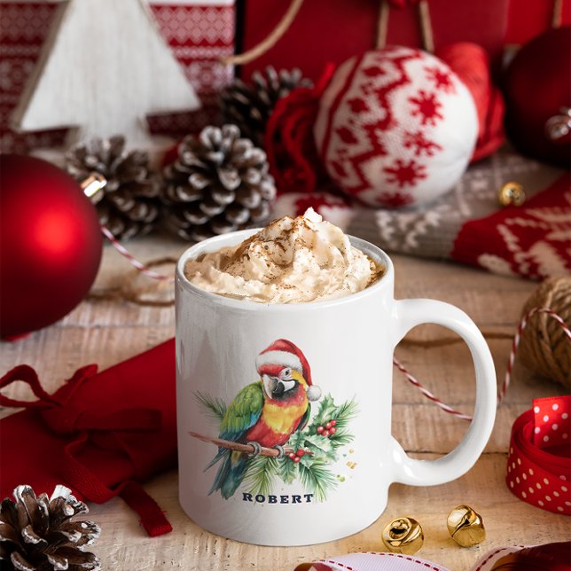 Tropisk julfågel Monogram Kaffemugg (Skapare uppladdad)