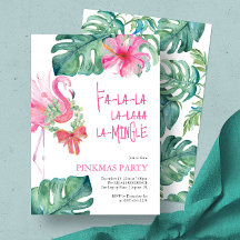 Tropisk Julfest Vatercolor Flamingo