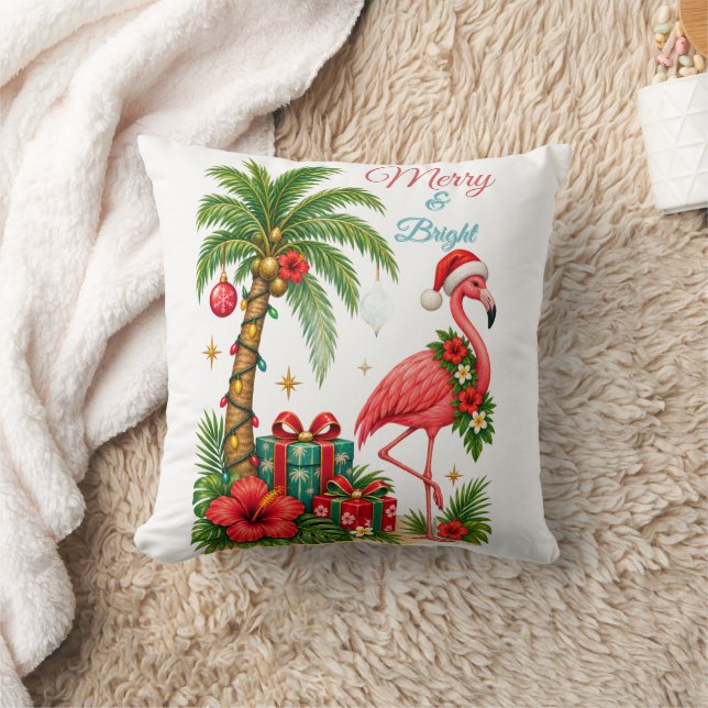 Tropisk julflamingo kudde (Filt)
