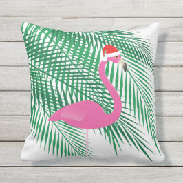 Tropisk julFlamingo på utomhus- vit - Utomhuskudde
