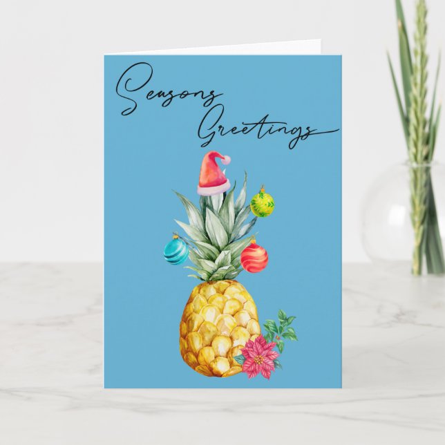 Tropisk Julhälsning med Ananas Kort (Framsida)