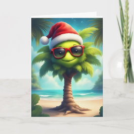 Tropisk julklapp - Tomten Handflatan Träd-kort Kort