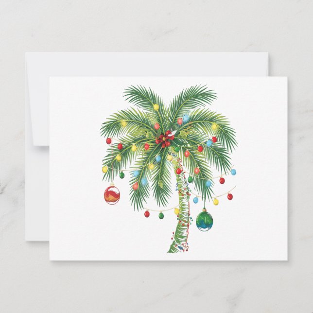 Tropisk julpalmer med ljus och ornament julkort (Framsida)