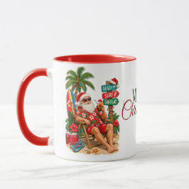 Tropisk julstrand Tomte Retro Tropisk Mugg