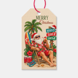 Tropisk julstrand Tomte Retro Tropisk Presentetikett