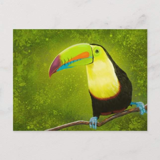 Tropisk jungle Toucan Bird Digital Painting Vykort (Framsida)