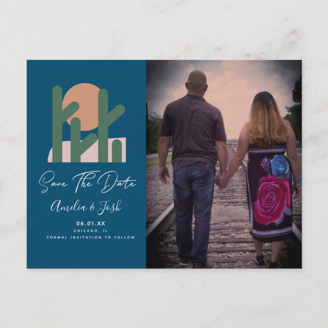 Tropisk Kaktus Navy Spara Datum Foto Postkort Vykort (Framsida)