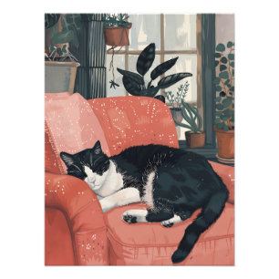 Tropisk kapsel: Mysigt katt i Jungle Home Fototryck