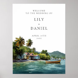 Tropisk karibisk välkomstskylt för bröllop poster