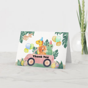 Tropisk kläckning snart Dinosaurie Bil Baby Shower Tack Kort