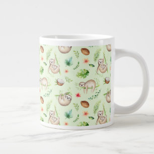 Tropisk kokokosthållning Sloth Mönster Jumbo Mugg