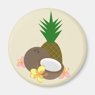 Tropisk kokosnötananashibiskus magnet