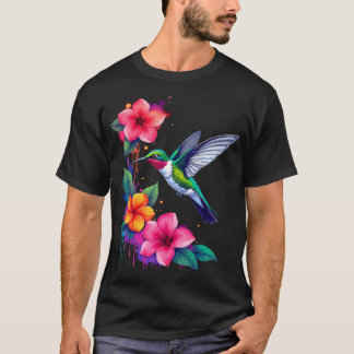 Tropisk Kolibri Blommig T Shirt