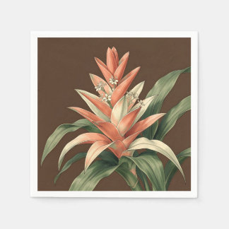 Tropisk korallbromelia botanisk pappersservett