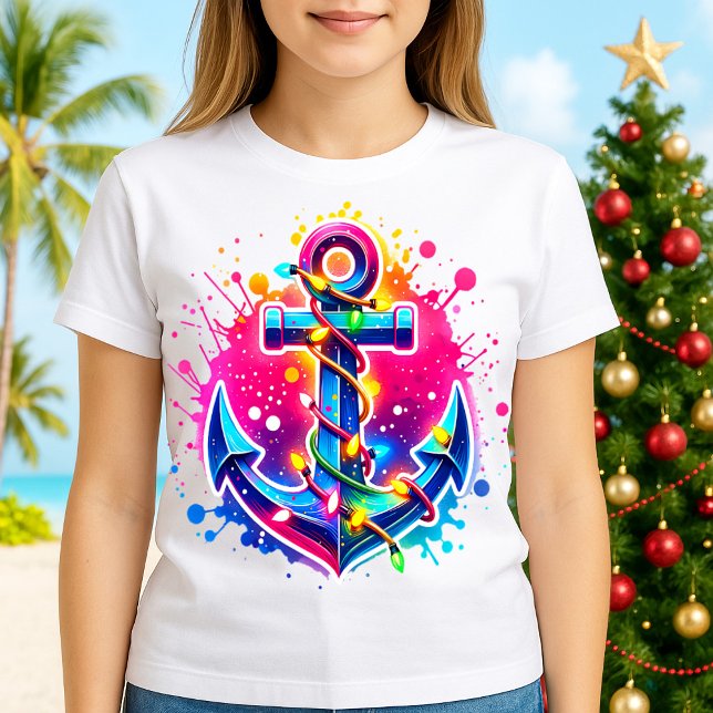 Tropisk kryssning julankare med ljus t shirt (Skapare uppladdad)