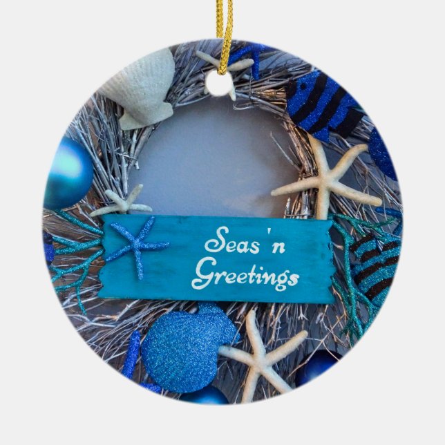 Tropisk kust- snäckskalhelgdagjul julgransprydnad keramik (Framsidan)