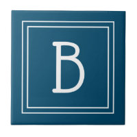 Tropisk kustmonogram blå och vit
