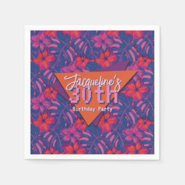 Tropisk Lila Blommigt födelsedag Pappersservett