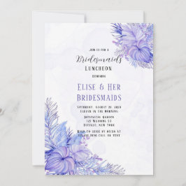 Tropisk Lila Blue Handflatan Löv Bridesmaid Lunche Inbjudningar
