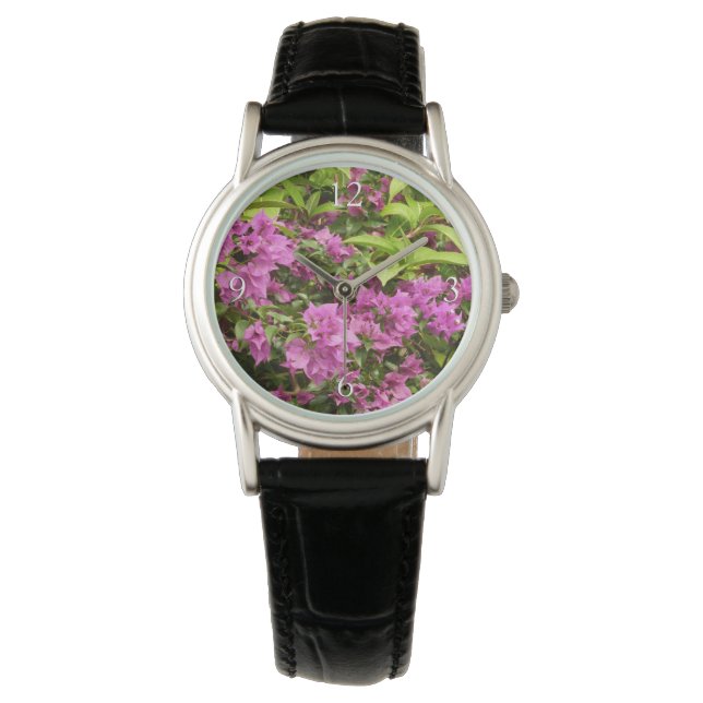 Tropisk Lila Bougainvillea Blomma Armbandsur (Framsida)