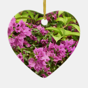 Tropisk Lila Bougainvillea Blommigt Julgransprydnad Keramik