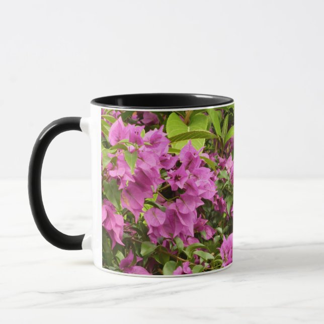 Tropisk Lila Bougainvillea Blommigt Mugg (Vänster)