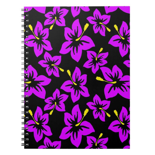 Tropisk Lila Hawaiian Hibiscus Flowers Anteckningsbok (Framsidan)